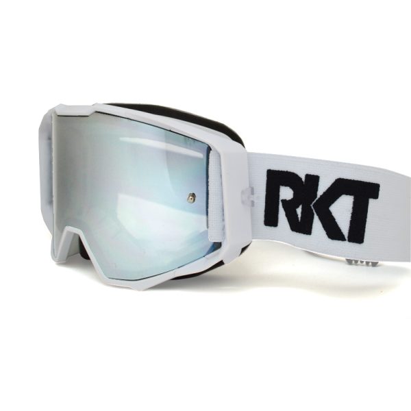 white motocross goggles with mirror tint for motocross and mtb
