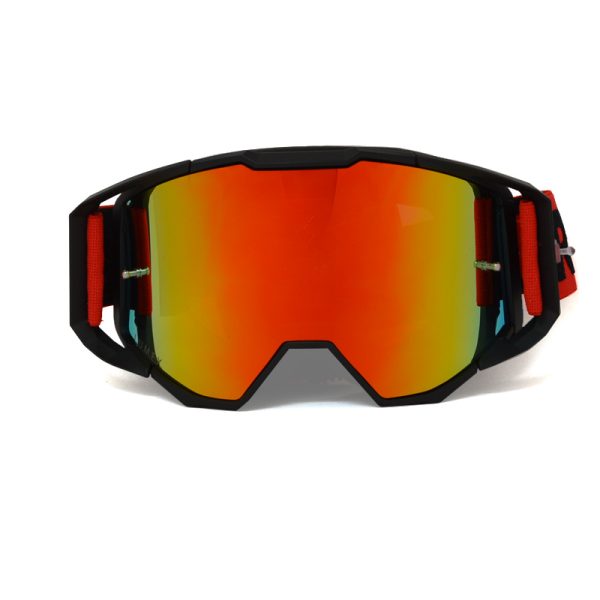 red motocross goggles, red mountain bike goggles with a red mirrored lens