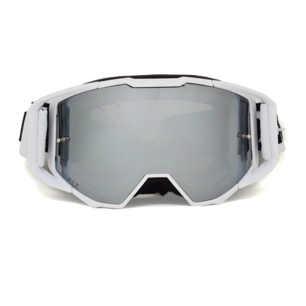 white motocross, mountain bike goggles with a mirrored lens, Mountain Bike and Motocross Goggles