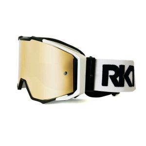 black motocross goggles with white highlights