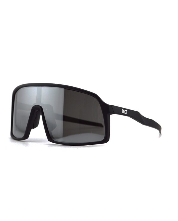 RKT Blaze Smoke MTB glasses, black frame with mirrored lenses.